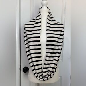 New York & Company Striped Black and White Infinity Scarf
